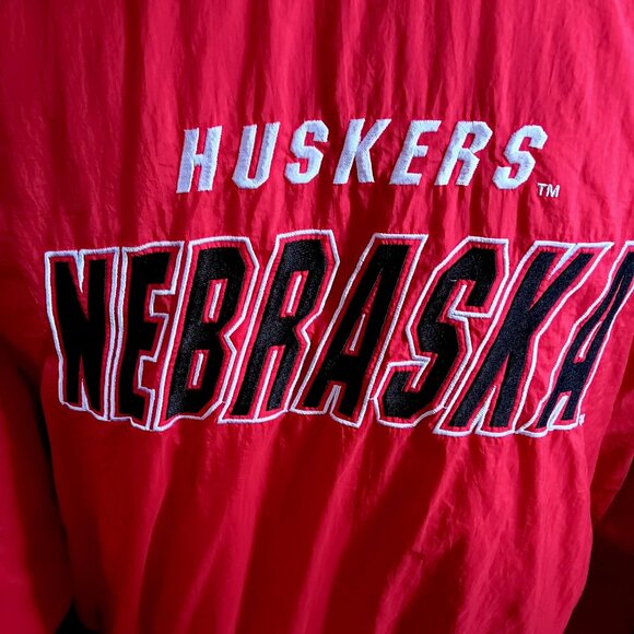 XL Vintage Nebraska Huskers Jacket 90's Big Red Hooded Bomber Puffer Embroidered - Picture 6 of 7